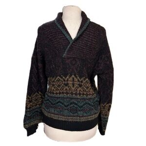 Vintage Mens Wool Blend Knit Sweater St Michael Fair Isle Funky Retro 90s M 40”